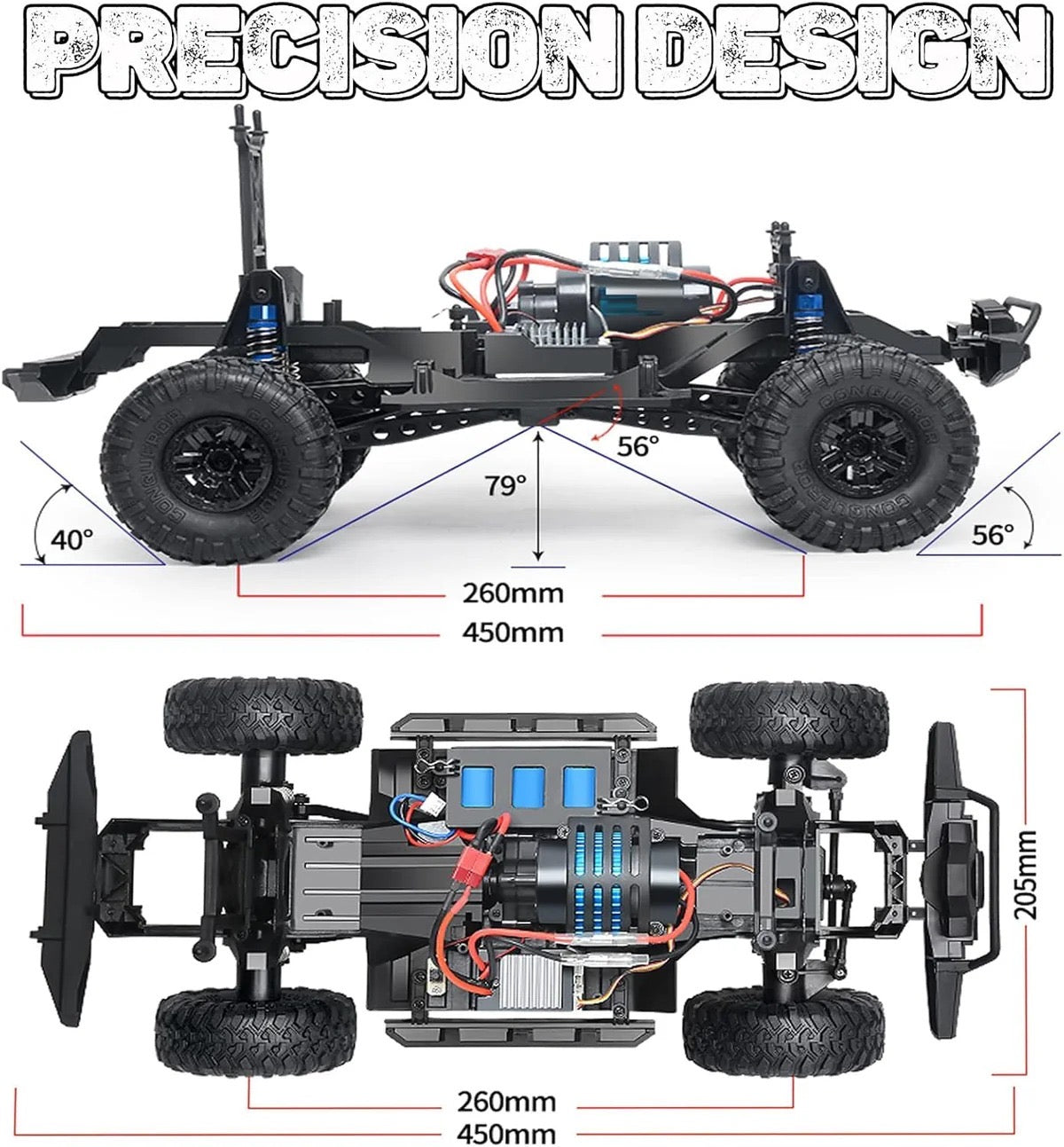 1/10 Scale Large RC Rock Crawler – 4WD Off-Road Beast Climbing Truck