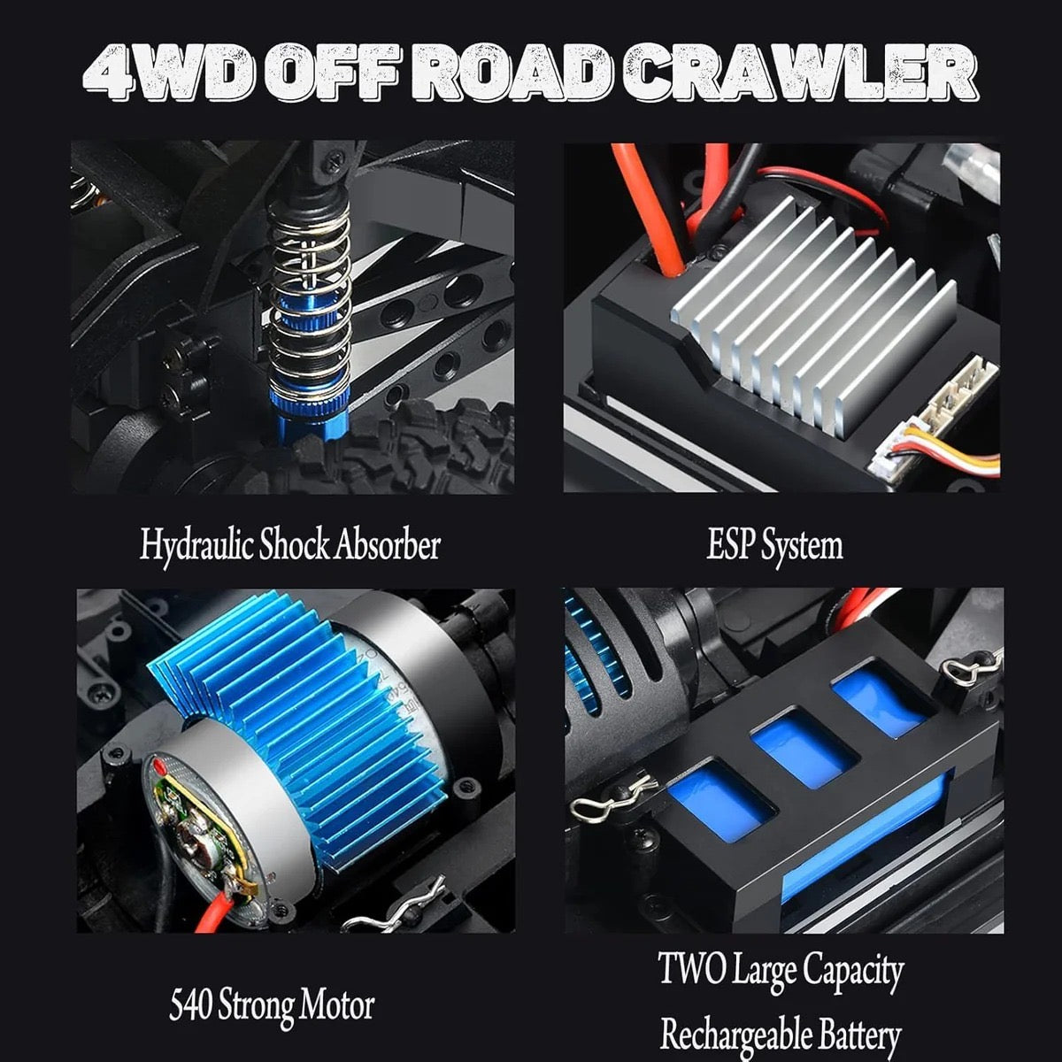 1/10 Scale Large RC Rock Crawler – 4WD Off-Road Beast Climbing Truck