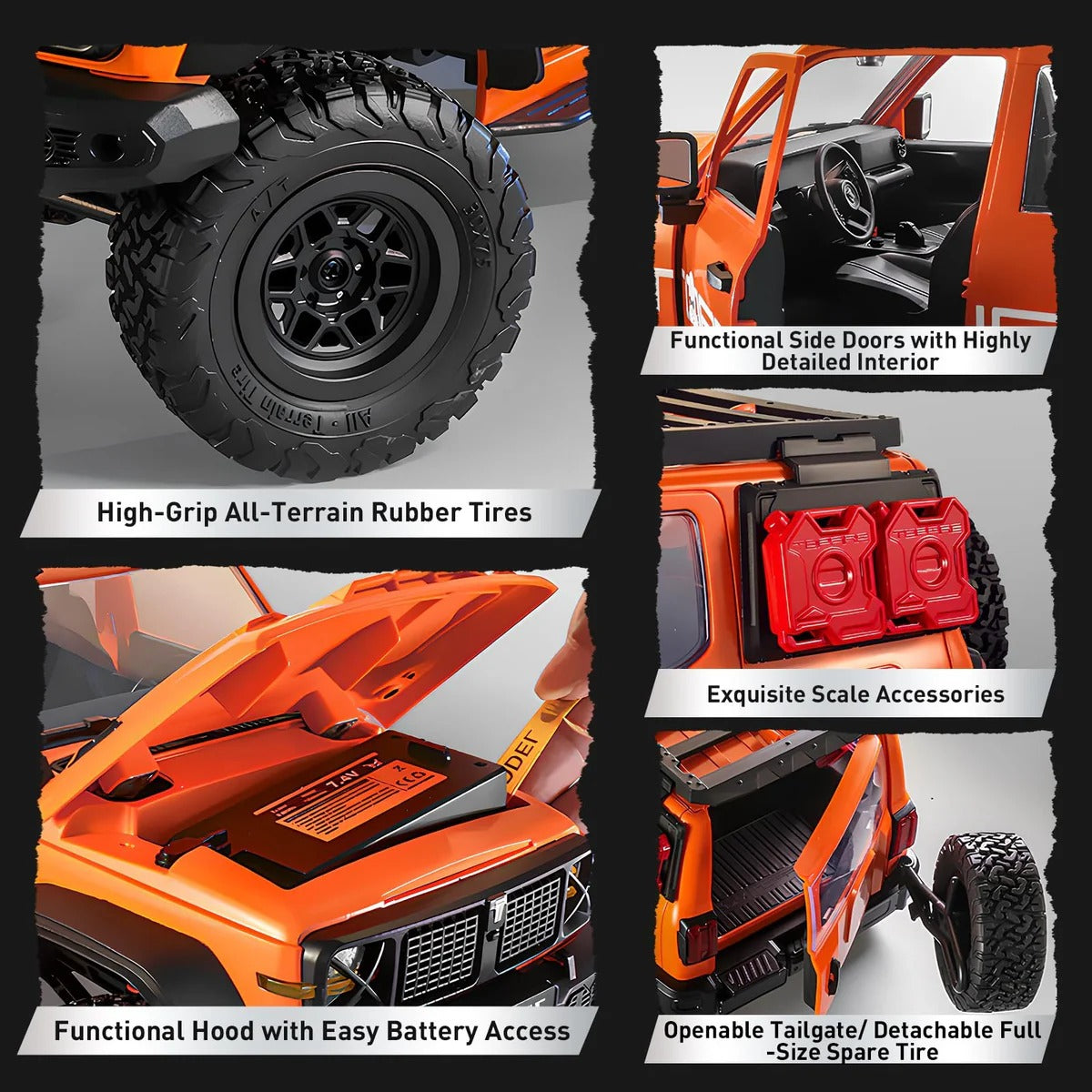 MN300 1/12 Scale 4x4 RC Crawler – Hobby Grade Wrangler-Style Off Road Remote Control Truck (2-Speed, LED Lights)